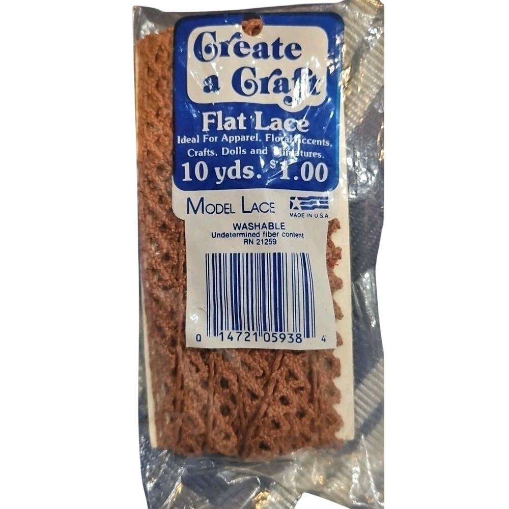 Flat Lace .5” Create a Craft Model Lace Washable NIP 10 Yards